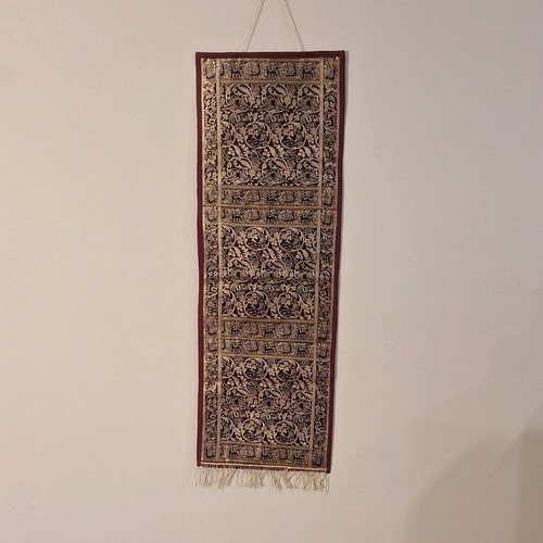 Burgundy gold floral woven - gold,