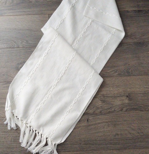 White fabric table - white, runner