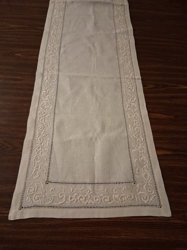 Natural hemstitch linen - hemstitch, table