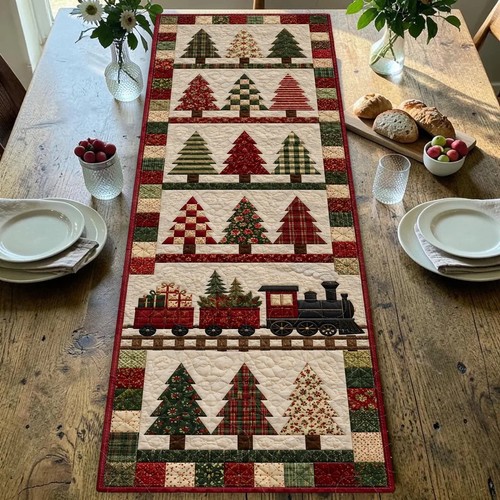 Christmas tree train quilted - christmas,