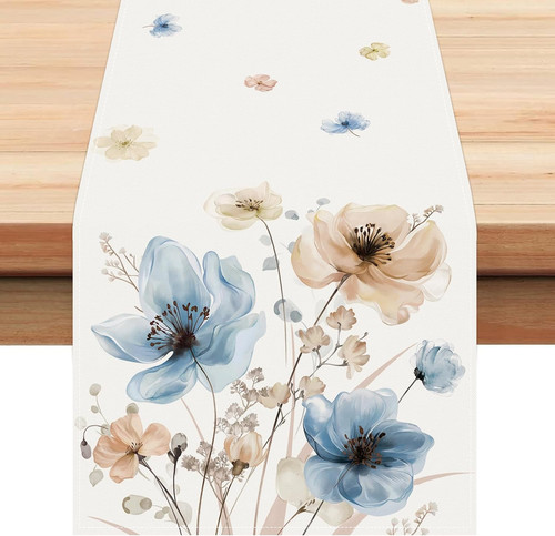 Watercolor floral table - watercolor, runner