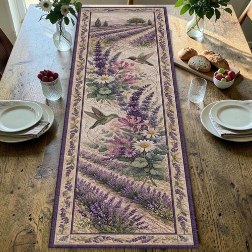 Lavender quilted table runner - lavender,