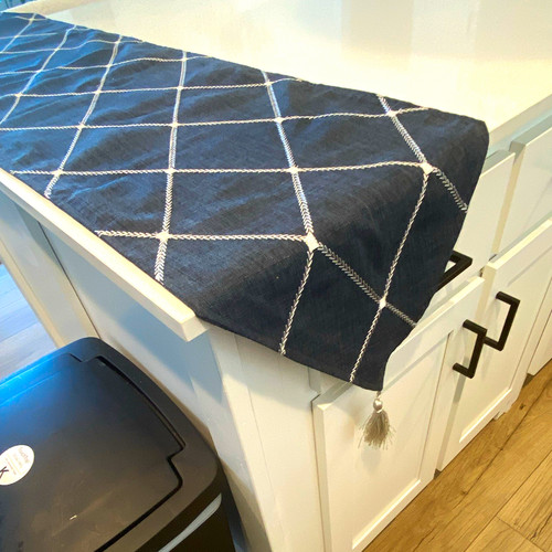 Navy blue white - blue/white, geometric