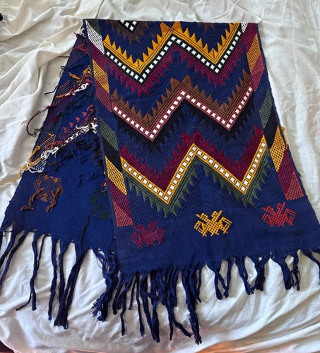 Woven fringed table runner - table,