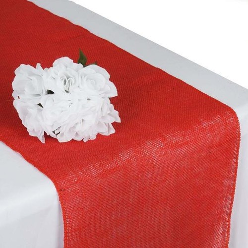 Red burlap table runner - red,