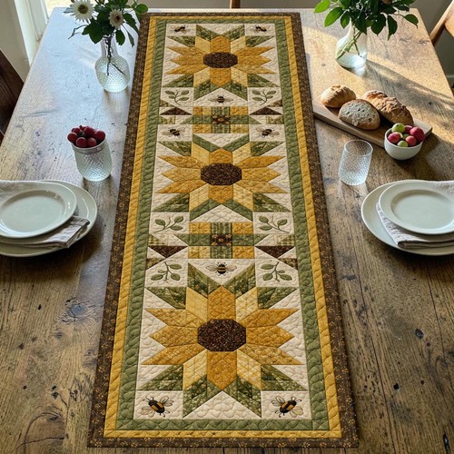 Geometric sunflower quilted - geometric,