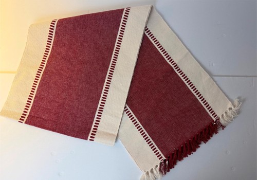 Brick red ivory cotton woven - brick,