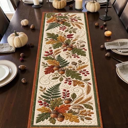Autumn acorn botanical quilted - autumn,