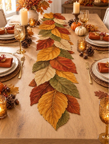 Fall maple leaf table runner - table,
