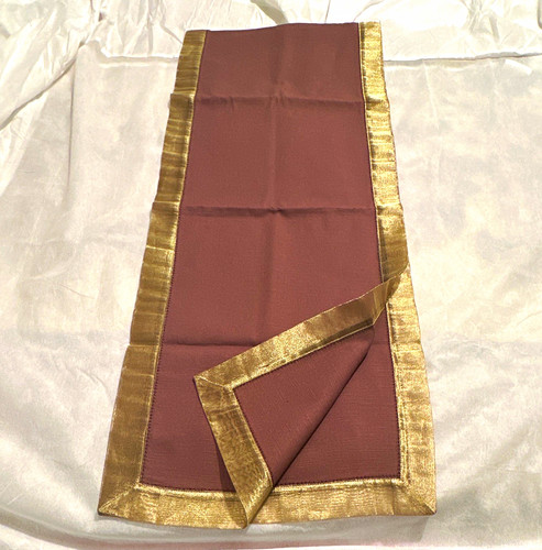 Brown fabric table runner - table,