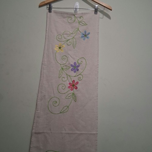 Embroidered floral table - embroidered,