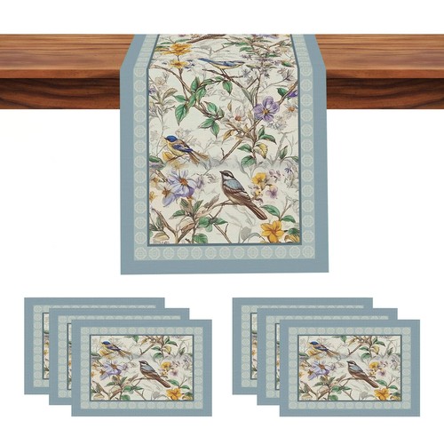 Floral bird table runner - floral,